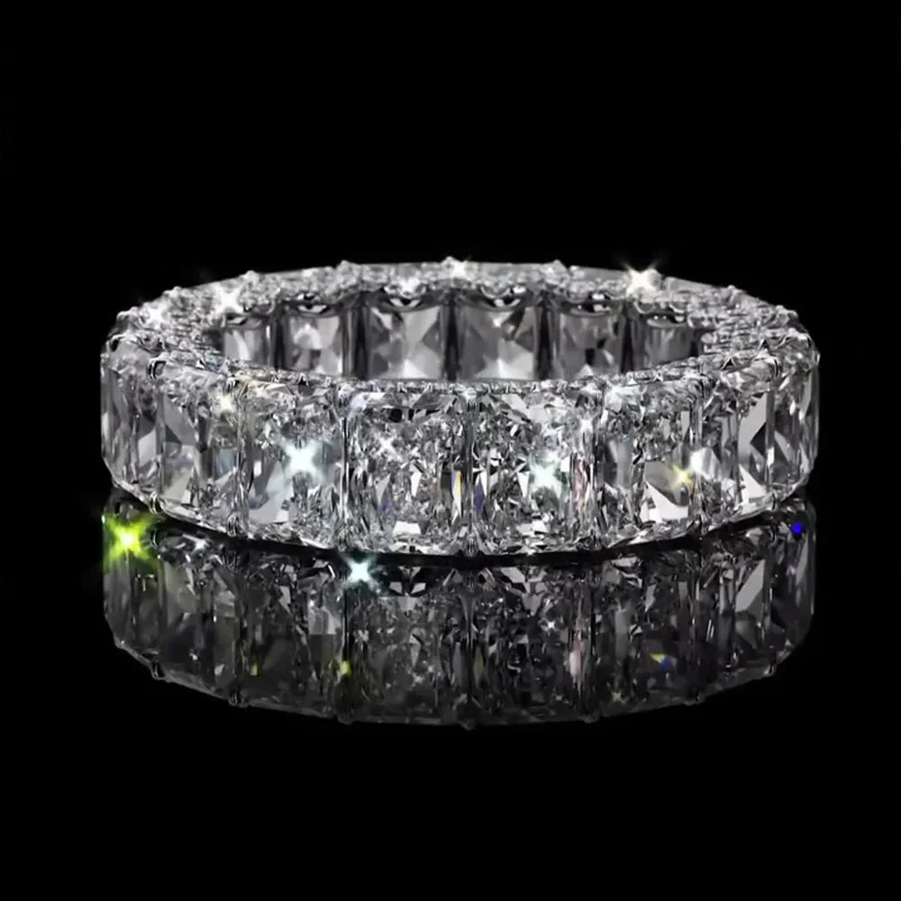 4ct Princess Cut Sterling Silver Handmade Wedding Band Ring